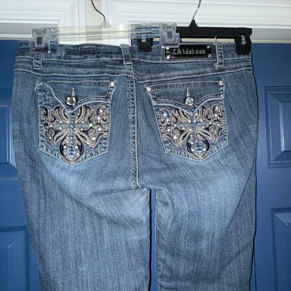 L.A. Idol Bling Straight Leg Jeans Size 15